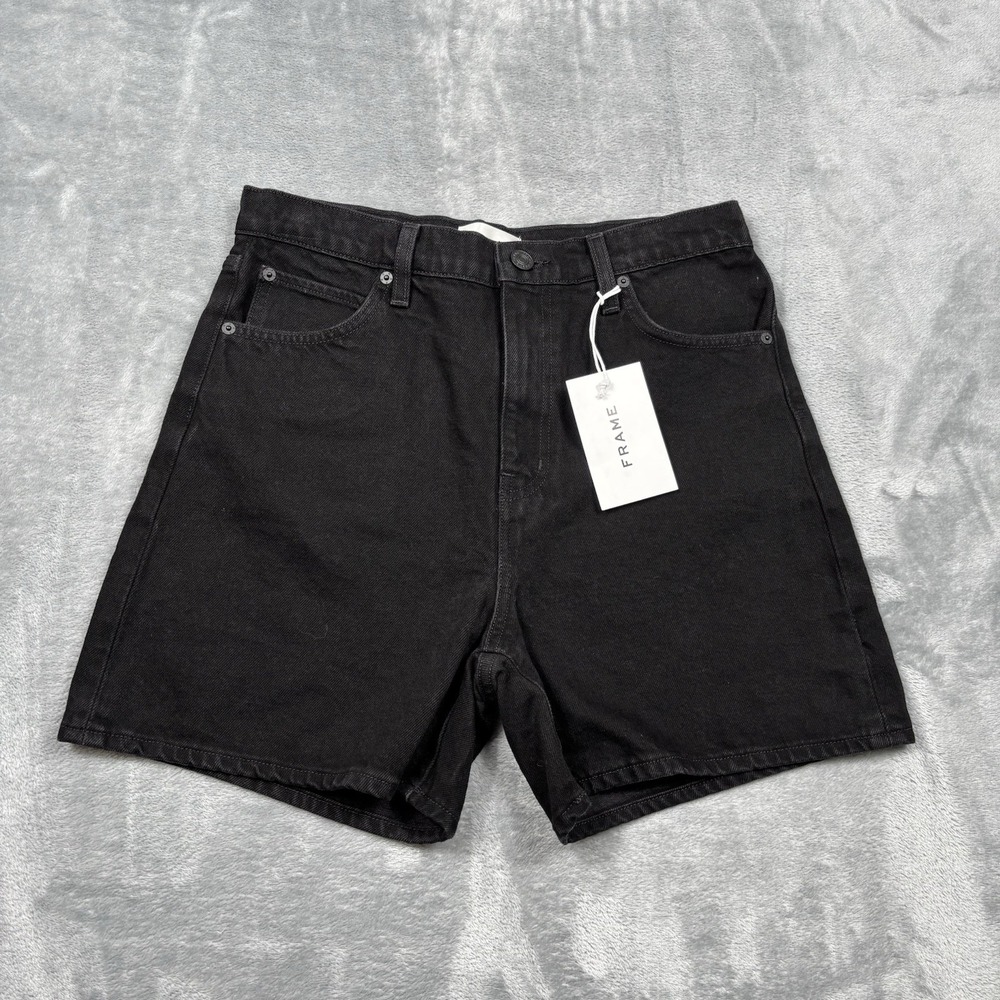 Frame The Easy Short High Rise Modest Shorts in Black Women's Size 27 NWT